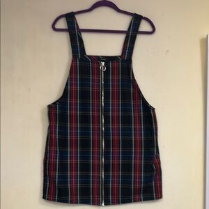 Plaid Sleeveless Zip-Up Romper